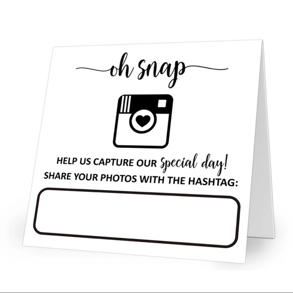 321done Folded Wedding Hashtag Signs - Oh Snap, White, Set of 10 - Picture 2 of 4